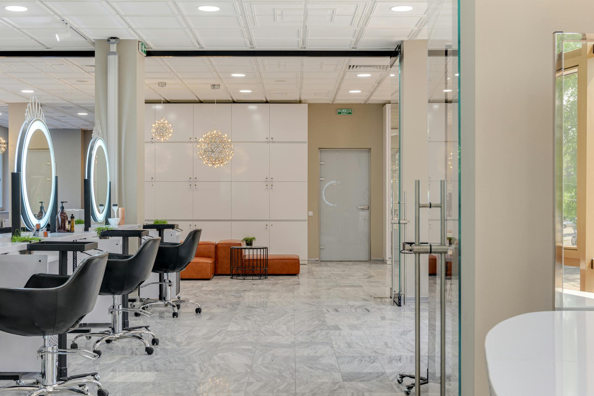Tara Rose Salon — bright marble interior, Saadiyat
